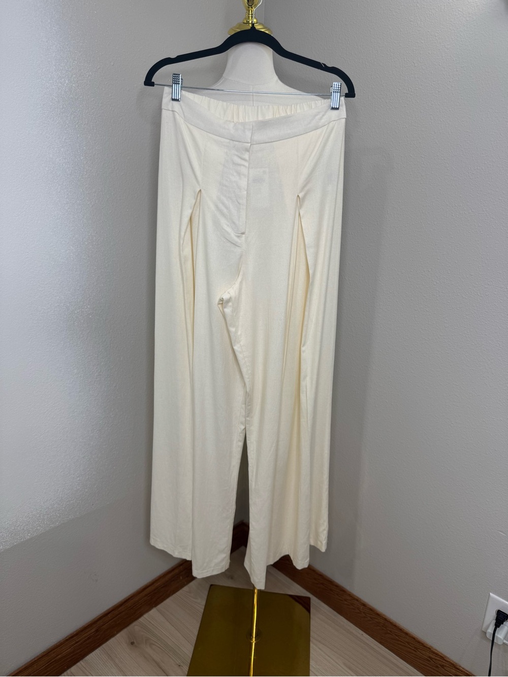 Bar III Women’s Linen Blend Wide Leg Pants Small Egret Cream High Rise